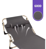 Lit de camping pliable robuste et moderne - Cadre en métal, lit d'extérieur portable et léger pour adultes, tissu 600D, installation rapide, 194x75cm