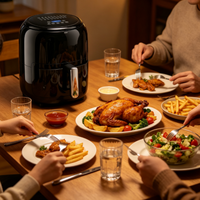 Four à friture intelligente 6L avec minuterie et température réglables, panier amovible, outil de cuisson sans huile pour la maison
