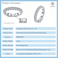 Bague éternité en moissanite creuse en forme de cœur 2,2 CTW, argent sterling S925, diamant complet, élégante, accessoire de mode pour mariage