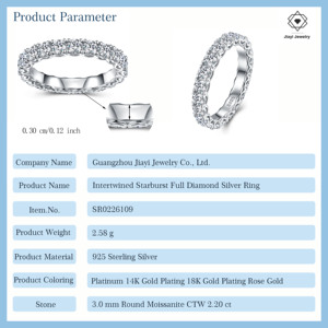 แหวนมอสซาไนต์ทรงหัวใจ 2.2 กะรัต แบบ Eternity ตัวเรือนเงินแท้ S925 ประดับเพชรเต็มวง ดีไซน์หรูหรา เหมาะสำหรับงานแต่งงานและเป็นเครื่องประดับแฟชั่น - Product Image 2