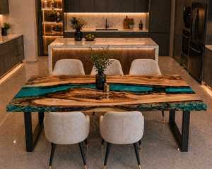 Custom Wood Resin <b>Epoxy</b> Dining <b>Table</b> Premium Handmade Furniture Modern Natural Wood Design Decorative Dining Furniture for Home - Product Image 3