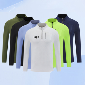 Jersey informal de gran tamaño para hombre 1/4 con cremallera polar 1/4 cuello con cremallera logotipo personalizado tela tejida longitud corta impresa - Product Image 1