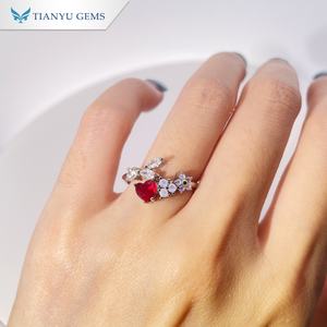 Tianyu Gems Romantic Heart Cut Zircon Copper Ring Women's <b>Sweet</b> Sparkle Fashion Jewelry - Product Image 2