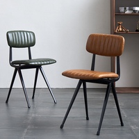 Chaise de salle à manger en acier de style industriel nordique, design moderne du milieu du siècle, avec dossier durable, pour la maison, le bureau et la salle à manger