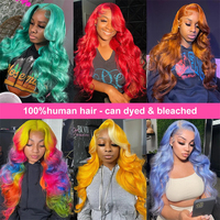 Vendor Wig Rambut Manusia Warna Pirang Madu 34 Inch 613, HD Transparent Body Wave 13x6 13x4 Lace Front Wig untuk Wanita Kulit Hitam