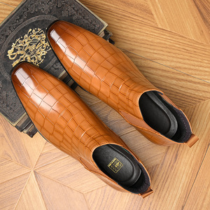 Botas Chelsea para Hombre, de Cuero Genuino, Punta Puntiaguda, Sin Cordones, Antideslizantes, para Todas las Temporadas, Uso Formal - Product Image 5