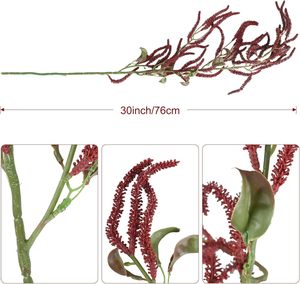 Vente en gros de feuillage artificiel en mousse Amaranthus, 5 couleurs, 8 branches, pour mariage, remise de diplôme, Nouvel An, Noël - Product Image 2