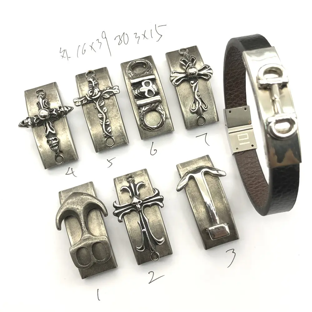 BXNK011 Anchor Accessory New Trendy Products High Quality Stainless Steel Genuine Wrap Leather Anchor Bracelet For Men
