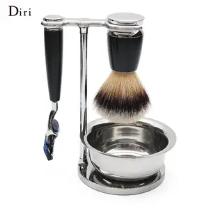 Kit de rasage traditionnel ensemble 4 pièces pour hommes comprend brosse, bol et support de rasage cadeaux de rasage humide pour hommes