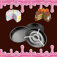 Ensemble de moules à gâteau en acier au carbone antiadhésif, 4 pièces, ensemble professionnel pour gâteaux ronds à étages avec grille de séparation en plastique