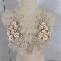 Tendance Beige 3d Fleur Dentelle Applique Couture Patch pour Designer Tailleur LT2352A