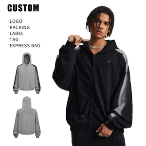 OEM Hiver, fermeture éclair robuste, haute qualité, écologique, anti-plis, unisexe, coupe oversize, streetwear, coton, effet vieilli, délavé à l'acide - Product Image 3