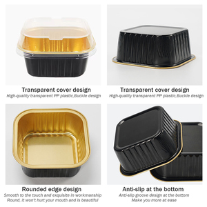 300ml 10 oz mini bánh Chảo bánh dùng một lần vuông cupcake tins tráng miệng khuôn nhôm lá container với nắp - Product Image 4