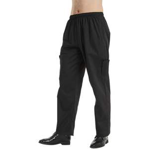 2025 hommes noir Baggy Chef pantalon XL taille formelle taille élastique Anti-rides droite personnalisable fermeture éclair plaine teint coloré - Product Image 3