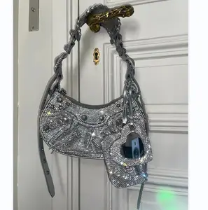 Toptan 2023 yeni moda lüks elmas parlak tasarımcı çantaları ünlü markalar bayan çanta