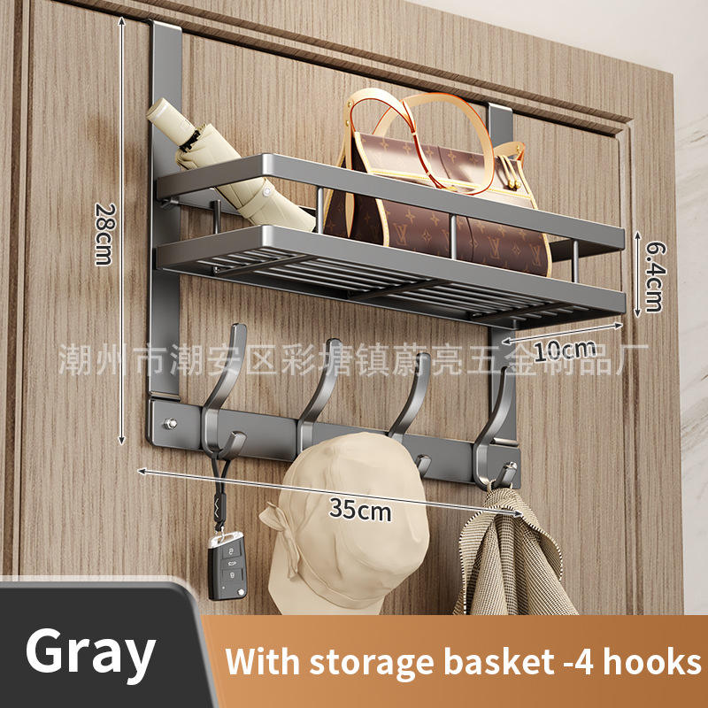 Door hook + shelf [gray 4 hooks]