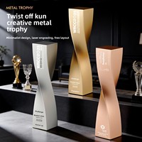 Trophées Personnalisés en Métal Or Argent Bronze pour Cérémonies d'Attestation d'Entreprise ; Nouveau Design Créatif 2025 – Récompense Colonne Torsadée Gravée au Laser