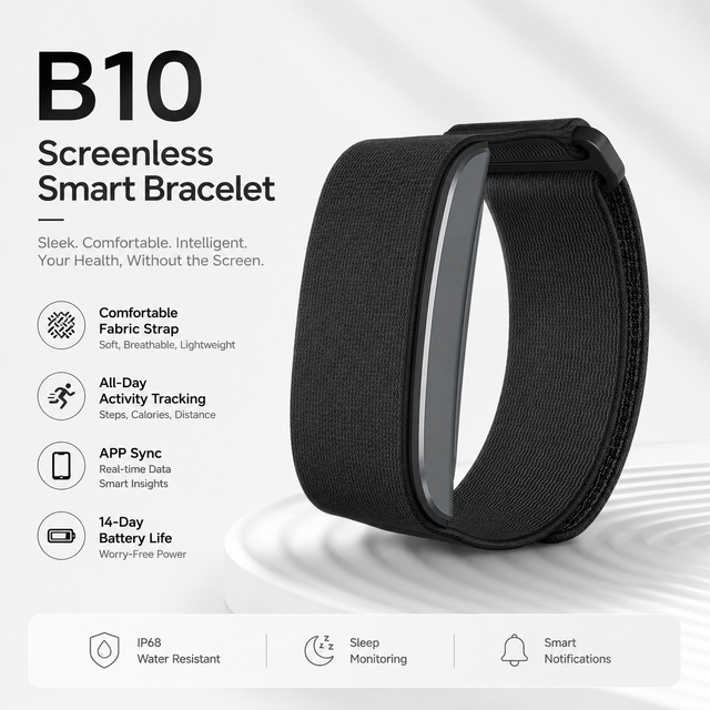 B10 No Screen Wellness Band Wearable Activity Monitor Heart Rate SpO2 Sleep Tracker for Daily Health Management