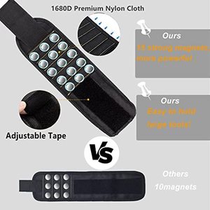 Portautensili da polso magnetico con 5 file di 15 magneti per viti punte di foratura per chiodi-<span class=keywords><strong>Gadget</strong></span> Cool Unisex nero - Product Image 3