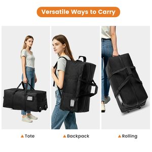 92L Heavy Duty Moving <b>Bags</b> with <b>Wheels</b> Foldable 900D Oxford Rolling Duffel <b>Bag</b> College Dorm Packing <b>Bags</b> for Moving Traveling - Product Image 3