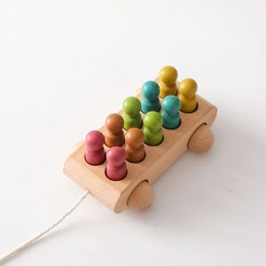 PMZ126601-1P Montessori unisex mềm Đồ chơi khối xây dựng đầy màu sắc Sồi gỗ cổ phần Búp bê cho trẻ sơ sinh xe buýt & xe đồ chơi giáo dục - Product Image 4