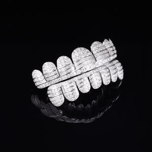 Bijoux fantaisie <span class=keywords><strong>Grillz</strong></span> personnalisés en Moissanite VVS pour dents, avec coupe ronde baguette brillante, style Hop - Product Image 2