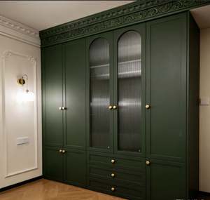 BALOM Customized Dark Green Bedroom <b>Wardrobe</b> with Louvered Doors Built in Drawers Spacious Clothes Storage Closet Furniture - Product Image 5