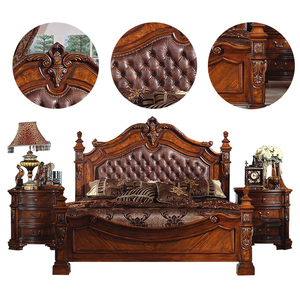 Mỹ Phong Cách Cổ Điển Đồ Nội Thất Phòng Ngủ Đặt Cao End Sang Trọng Nội Thất Phòng Ngủ Nhà Biệt Thự Bằng Gỗ Vua Giường Bàn Cạnh Giường Ngủ - Product Image 5
