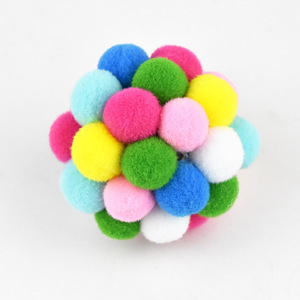 Factory Wholesale Price With Bells to Sound Seven Colorful <b>Plush</b> Ball Handmade Dog Cat Interactive Toy Pet Toys - Product Image 3