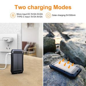 Batterie solaire de camping 20000mAh avec lumière LED 5W, charge rapide 18W, chargeur sans fil 10W, batterie extérieure - Product Image 5
