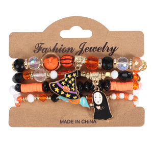 Halloween multicouche chauve-souris citrouille araignée Bracelet suspendu cristal artificiel <span class=keywords><strong>perle</strong></span> en céramique douce pour la vente en gros N240961 - Product Image 4