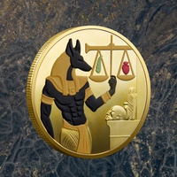 Pièce de Monnaie Métallique 3D Colorée Égypte Ancienne Pharaon Dieu Anubis Jour du Jugement Gravure UV Thème Mythologie Moderne Cadeau Personnalisé YunQi