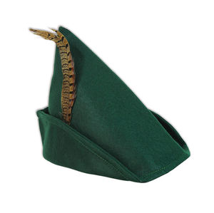 Nouveauté vert feutre tissu Robin Hood chapeaux avec plumes Halloween <span class=keywords><strong>Costume</strong></span> accessoire fantaisie fête fournitures Photo stand accessoire - Product Image 1