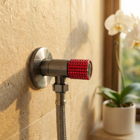 Robinet d'angle en acier inoxydable 304 couleur bronze, avec noyau en laiton, filetage mâle 1/2 pouce, poignée moletée rouge pour chauffe-eau et salle de bain, OEM/ODM