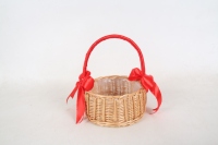 Panier en osier tressé à la main avec poignée en ruban rouge, capacité 3L, suspendable et empilable, design moderne pour Pâques, mariage, demoiselle d'honneur, maison