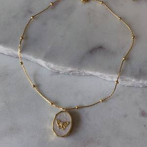 El collar con marco de fotos de concha de mariposa puede abrir y cerrar el collar con medallón de marco de fotos para <span class=keywords><strong>mujer</strong></span> - Product Image 2