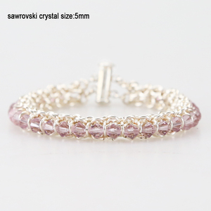 Luz amatista (junio de) de la columna de cristal de <span class=keywords><strong>Swarovski</strong></span> Chainmaille joyería alambre envuelto pulsera - Product Image 1