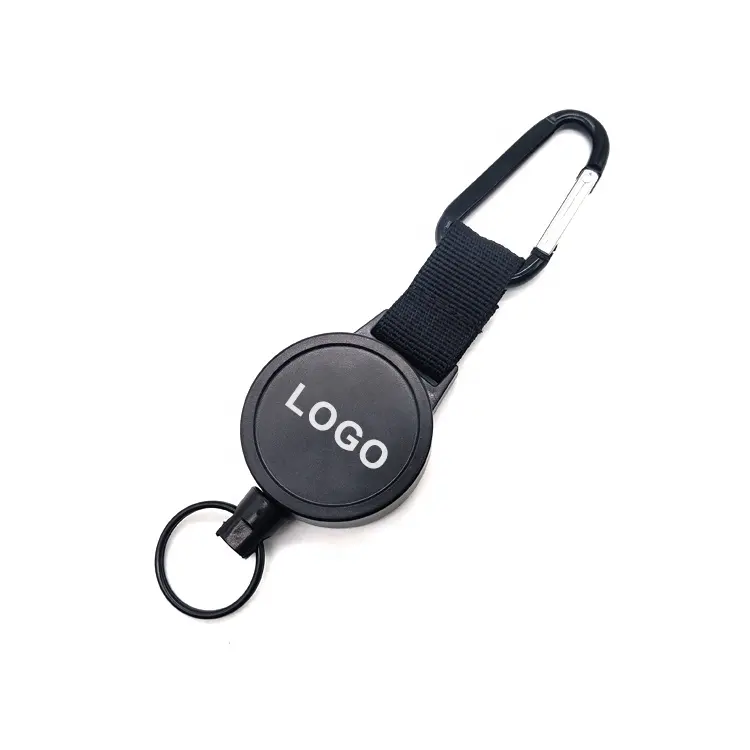 Custom Print Heavy-Duty Retractable Keychains Ring Holder Set Retractable Badges Reel Clip Steel Wire Rope Key Chain