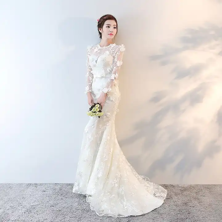 Simple Real Photo Wedding Dresses Chiffon A-line Illusion Open Back Alibaba  China Bridal Gowns Vest on Luulla