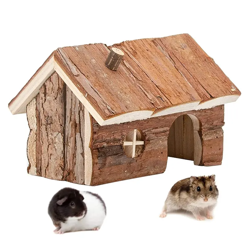 Natural Wooden Pine Guinea Pigs Rats Chinchillas Accessories Exercise Bunny Rabbits Wooden Toys House Hamster House