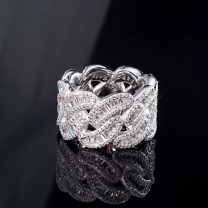 Anillo Cubano de Moissanita de Lujo, Joyería Hiphop para Hombre, Chapado en Oro de 18k, Plata de Ley 925 - Product Image 2