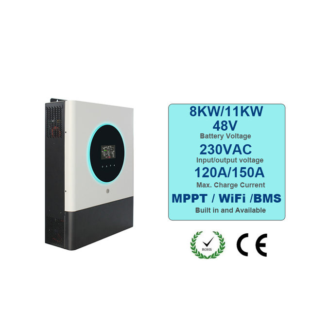 11kW Dual MPPT Solar PV Inverter Single Phase Pure Sine Wave 98% Efficiency 90-280VAC Supports Parallel Operation BMS WiFi Solar