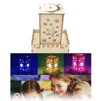 Kit de lampe de projection d'étoiles en bois à faire soi-même, veilleuse artisanale, jouet d'assemblage STEM pour enfants