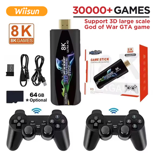 Hộp Android TV X3 Plus, thiết bị chơi <span class=keywords><strong>game</strong></span> cầm tay 64GB, hỗ trợ <span class=keywords><strong>video</strong></span> 8K HD, máy chơi <span class=keywords><strong>game</strong></span> với tay cầm không dây, hỗ trợ 30000 trò chơi Wiisun - Product Image 2