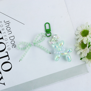 Art Trendy Cute Pet Dog Charm Keychain Colorful Laser Balloon for Women Handbag & Jewelry with Cartoon Design Plastic Keychains