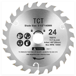 Lame de scie circulaire TCT 5-1/2 pouces, 24 dents, alésage 20 mm, 10000 tr/min pour la coupe du bois - Product Image 1