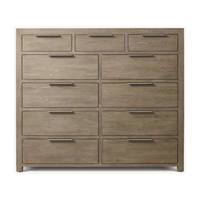 Commode moderne européenne en bois massif à 11 tiroirs, finition chêne patiné, meuble de rangement pour chambre et salon, commode large à tiroirs pour la maison