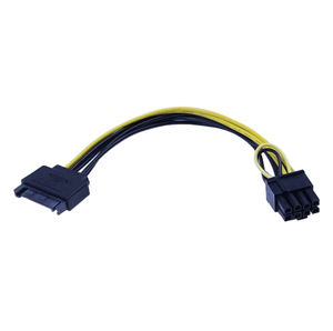 SATA 8 针 <span class=keywords><strong>GPU</strong></span> 电缆 15 针 <span class=keywords><strong>6</strong></span>+2 针 PCIe 电源适配器 镀锡铜 PVC 18AWG 串行 ATA 显卡电缆 PC 挖矿设备 - Product Image 1