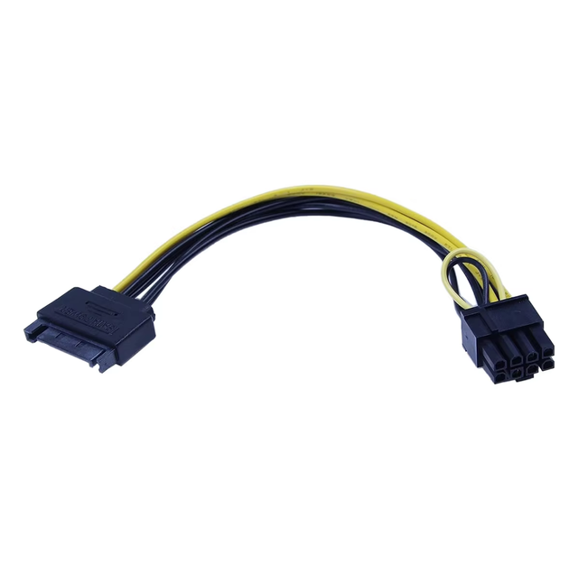 SATA 8 Pin GPU Cable 15Pin 6+2Pin PCIe Power Adapter Tinned Copper PVC 18AWG Serial ATA Video Card Cable PC Mining Rig