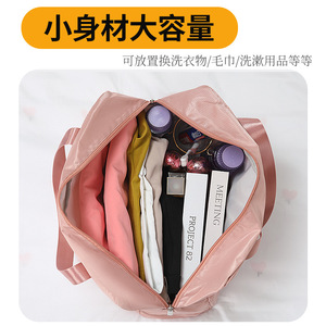 Oxford Cloth Travel Bag <b>Large</b> Capacity Soft Handle Unisex For Leisure Travel Solid Color Black - Product Image 2